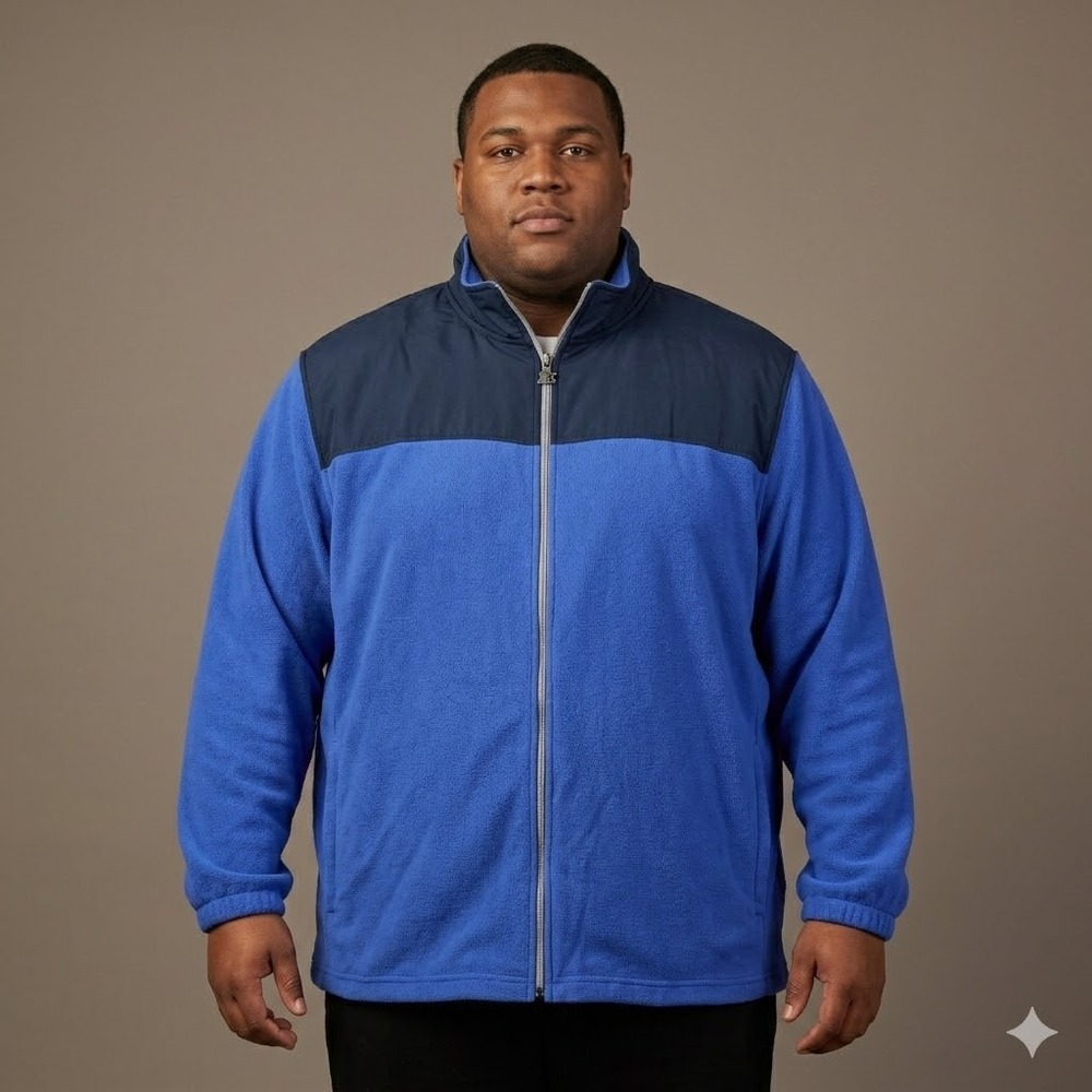Vintage 90s Starter Fleece Full Zip Jacket Yoke Size 3XL Royal Blue‎ Navy